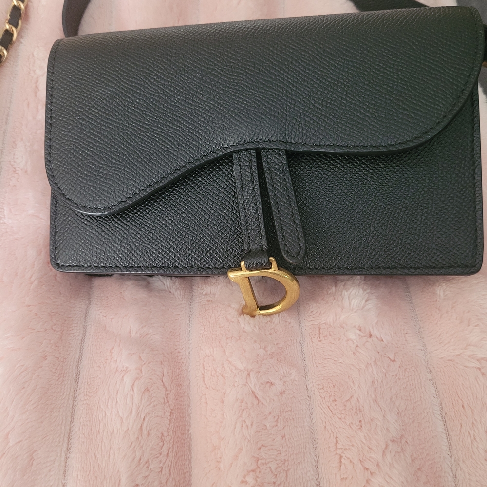 Dior Black Leather Crossbody Bag with Gold 'D' Accent